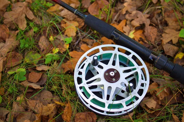 Spinning with the old USSR reel — Stock Photo, Image