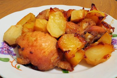 patates plaka ile kavrulmuş tavuk