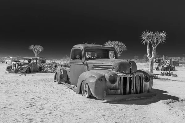 Auto Abbandonata Nel Deserto Della Namibia — Foto Stock