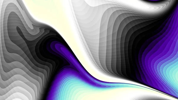 Abstraktes Digitales Fraktalmuster Ausdrucksstarke Geschwungene Blaue Linie Auf Weißem Hintergrund — Stockfoto