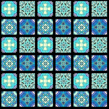 Karelerin soyut dekoratif desenleri. Mozaik sanat süsleme dokusu.