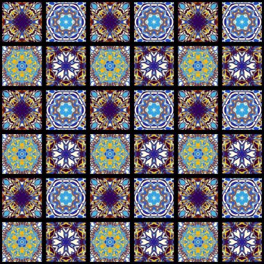 Karelerin soyut dekoratif desenleri. Mozaik sanat süsleme dokusu.