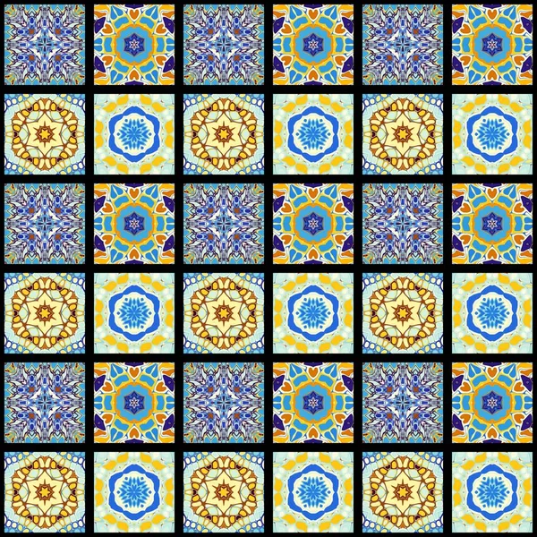 Padrão Abstracto Arte Mosaica Textura Ornamental Padrão Quadrado Sem Costura — Fotografia de Stock