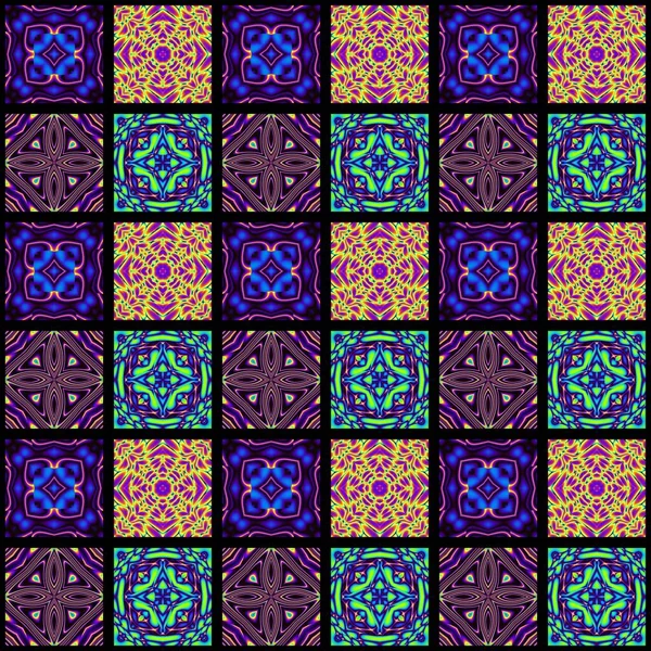 Abstraktní Vzorec Mozaika Umění Ozdobné Textury Bezešvý Čtvercový Vzor — Stock fotografie