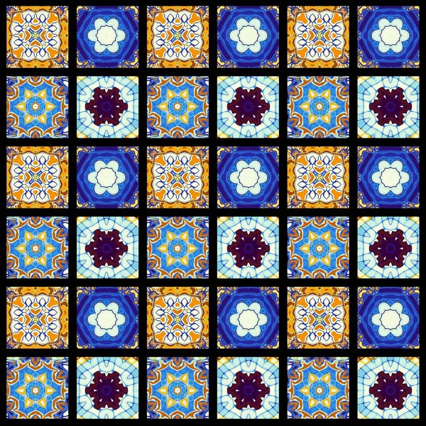 Patrón Decorativo Ornamental Abstracto Cuadrados Arte Mosaico Textura Ornamental — Foto de Stock
