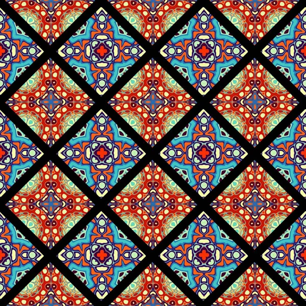 Abstraktes Ornamentales Muster Von Quadraten Mosaik Kunst Ornamentale Textur — Stockfoto
