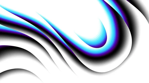 Abstract digital art fractal pattern. Expressive curved blue line on white background. Aspect ratio 16 : 9