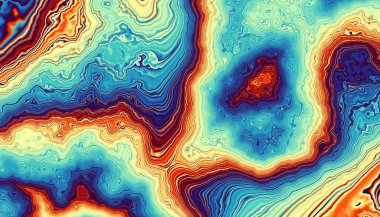 Soyut fütüristik arka plan. Yatay görüntü. Psikedelik dalgalı desen.