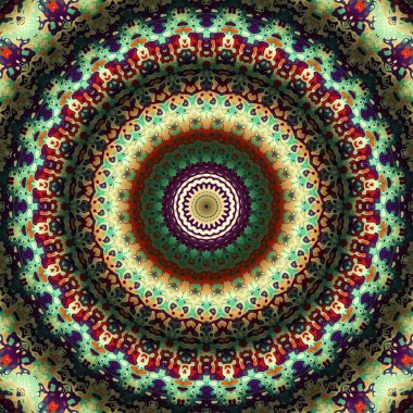Soyut dijital fraktal model. Yuvarlak mandala dekoratif desen.