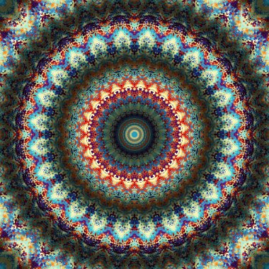 Soyut dijital fraktal model. Yuvarlak mandala dekoratif desen.