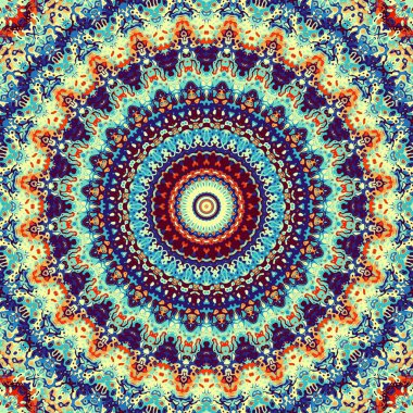 Soyut dijital fraktal model. Yuvarlak mandala dekoratif desen.