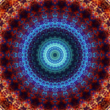 Soyut dijital fraktal model. Yuvarlak mandala dekoratif desen.