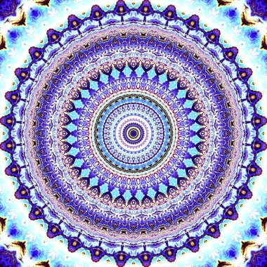 Soyut dijital fraktal model. Yuvarlak mandala dekoratif desen.