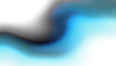 Soyut dijital fraktal model. Yatay oryantasyon. Beyaz arkaplanda çarpık mavi çizgiler.