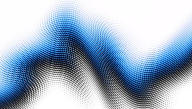 Soyut dijital fraktal model. Yatay oryantasyon. Beyaz arkaplanda çarpık mavi çizgiler.