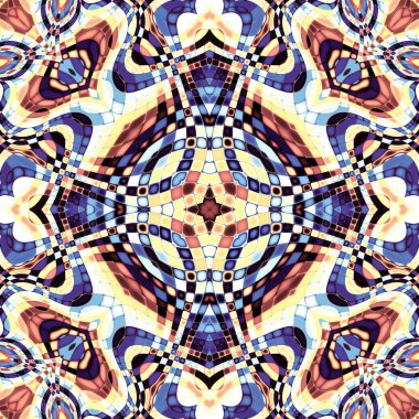 Soyut dijital fraktal model. Art Nouveau stilinde simetrik dekoratif süsleme deseni.