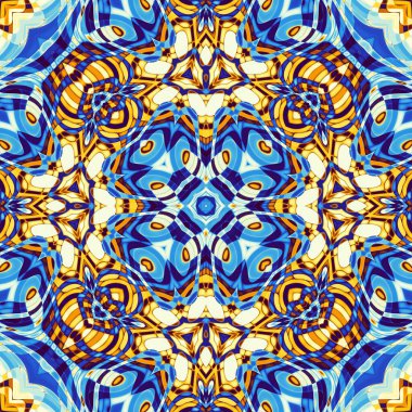 Soyut dijital fraktal model. Art Nouveau stilinde simetrik dekoratif süsleme deseni.