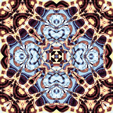 Soyut dijital fraktal model. Art Nouveau stilinde simetrik dekoratif süsleme deseni.