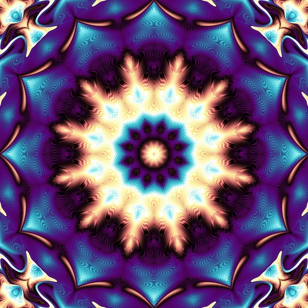 Abstract Digitaal Fractal Patroon Ronde Mandala Decoratieve Ornament Patroon — Stockfoto