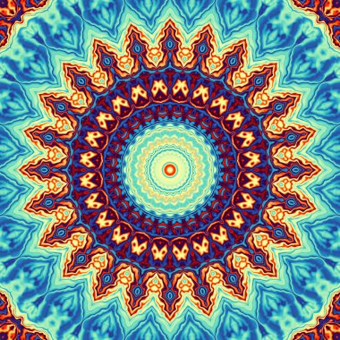 Soyut dijital fraktal model. Yuvarlak mandala dekoratif desen.