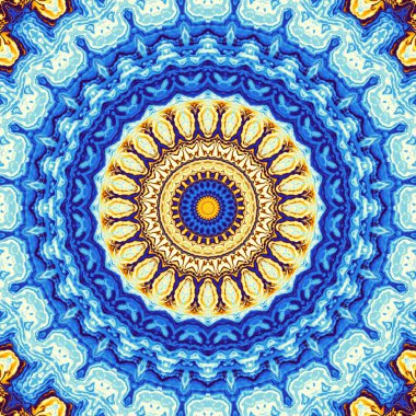 Soyut dijital fraktal model. Yuvarlak mandala dekoratif desen.
