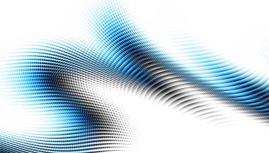 Soyut dijital fraktal model. Yatay oryantasyon. Beyaz arkaplanda çarpık mavi çizgi.