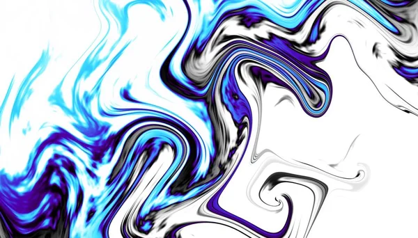 Abstract Digital Fractal Pattern Expressive Curved Blue Line White Background — Stock Photo, Image