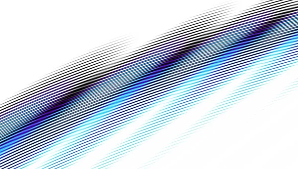 Abstract Digital Fractal Pattern Expressive Curved Blue Line White Background — Stock Photo, Image