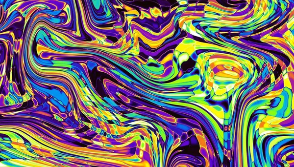 Abstract Digitaal Fractal Patroon Psychedelische Golvende Textuur Horizontale Oriëntatie — Stockfoto