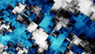 Soyut dijital fraktal model. Yatay oryantasyon. Düşük polimerli mozaik desen.