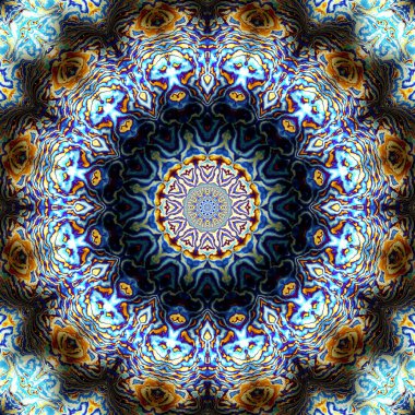 Soyut dijital fraktal model. Yuvarlak mandala dekoratif desen. Rahatlama taklidi.