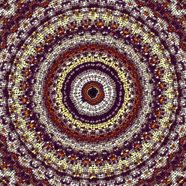 Soyut dijital fraktal model. Afro etnik tarzda yuvarlak noktalar süslemesi.