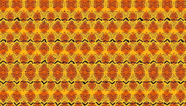 概要ディジタルフラクタルパターン アフリカ民族スタイルの水平方向のパターン 部族の飾り — ストック写真