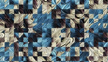 Soyut dijital fraktal model. Yatay oryantasyon. Düşük polimerli doku.