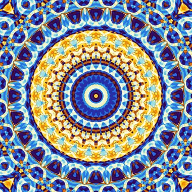 Soyut dijital fraktal model. Yuvarlak mandala dekoratif desen.