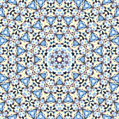 Soyut dijital fraktal model. Yatay oryantasyon. Mozaik tarzda soyut geometrik süs.