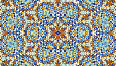 Soyut dijital fraktal model. Yatay oryantasyon. Mozaik tarzda soyut geometrik süs.