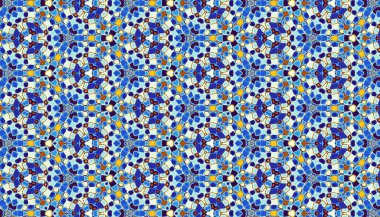 Soyut dijital fraktal model. Yatay oryantasyon. Mozaik tarzda soyut geometrik süs.