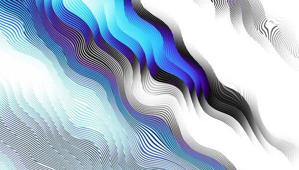 Padrão Fractal Digital Abstracto Orientação Horizontal Linha Azul Curva Expressiva — Fotografia de Stock