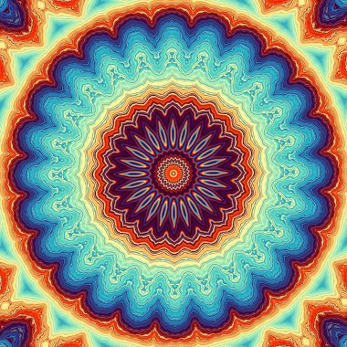 Soyut dijital fraktal model. Yuvarlak mandala dekoratif desen.