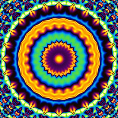 Soyut dijital fraktal model. Yuvarlak mandala dekoratif desen.