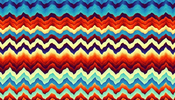 Abstract Digital Fractal Pattern Horizontal Orientation Wavy Chevron Geometric Pattern — Stock Photo, Image