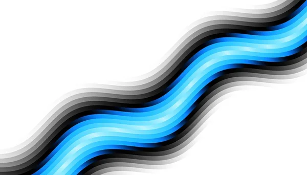 Patrón Fractal Digital Abstracto Orientación Horizontal Línea Azul Curvada Sobre —  Fotos de Stock