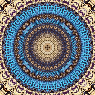 Soyut dijital fraktal model. Yuvarlak mandala süsü.