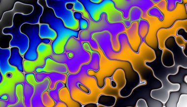 Soyut dijital fraktal model. Yatay oryantasyon. Dalgalı lekeler, benzini taklit ediyor.