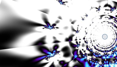 Soyut dijital fraktal model. Yatay oryantasyon. Beyaz arka planda ince çizgiler var. Soyut fütüristik görüntü. Yatay yönelim.