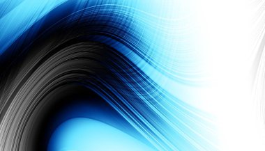 Soyut dijital fraktal model. Yatay oryantasyon. Boş beyaz arkaplanda eğri ince çizgiler.