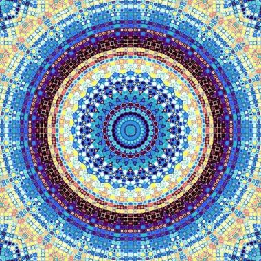 Soyut dijital fraktal model. Simetrik kare mozaik desen.