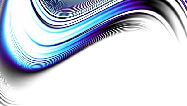Abstract Digital Fractal Pattern Wavy Texture Expressive Curved Blue Line — Stock Photo, Image