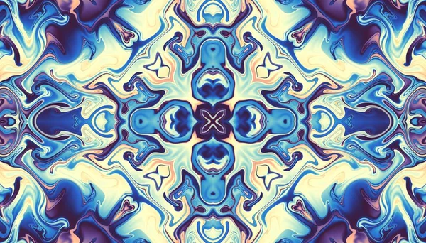 Abstract Digitaal Fractal Patroon Horizontale Oriëntatie Symmetrisch Sieraad Art Nouveaustijl — Stockfoto